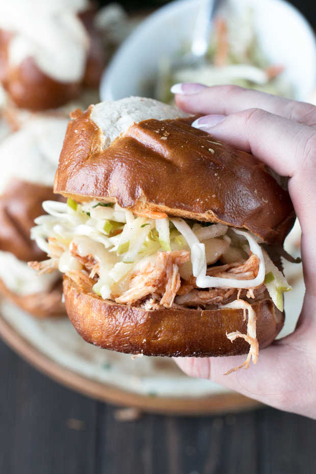 Slow Cooker Apple Cider Chicken Sliders Cake 'n Knife