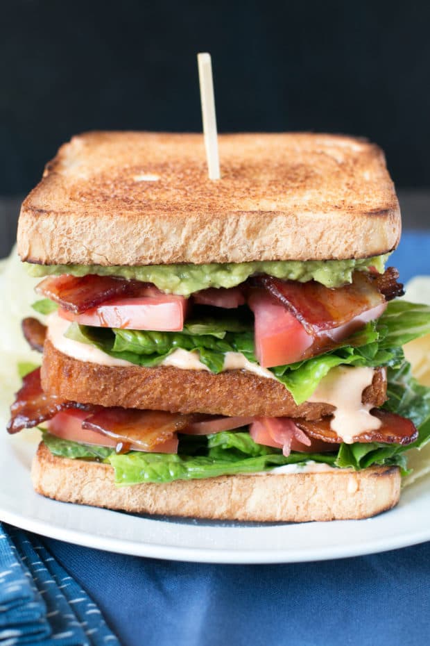 Double Decker BLAT with Spicy Candied Bacon | cakenknife.com #lunch #sandwich #bacon #homemade