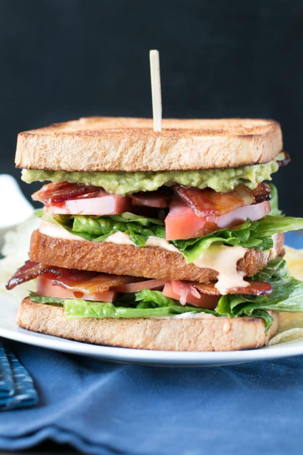 Double Decker BLAT with Spicy Candied Bacon | cakenknife.com #lunch #sandwich #bacon #homemade