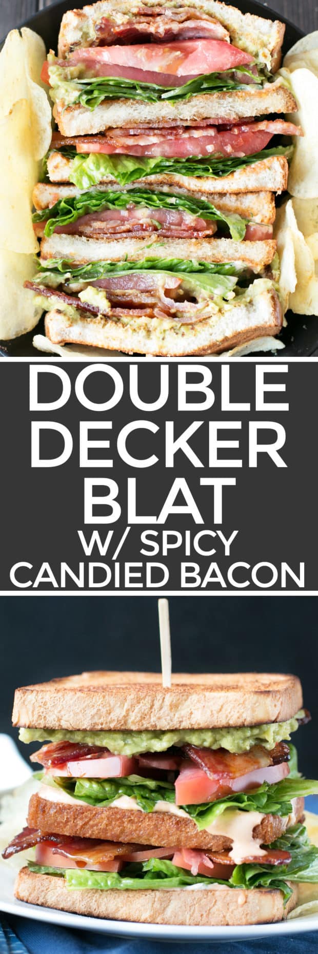 Double Decker BLAT with Spicy Candied Bacon | cakenknife.com #lunch #sandwich #bacon #homemade