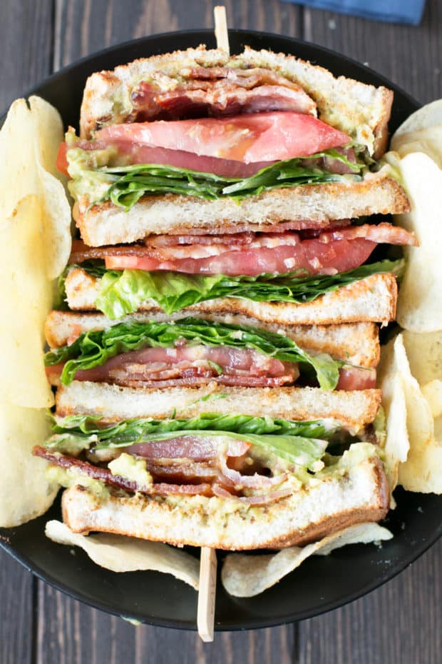 Double Decker BLAT with Spicy Candied Bacon | cakenknife.com #lunch #sandwich #bacon #homemade