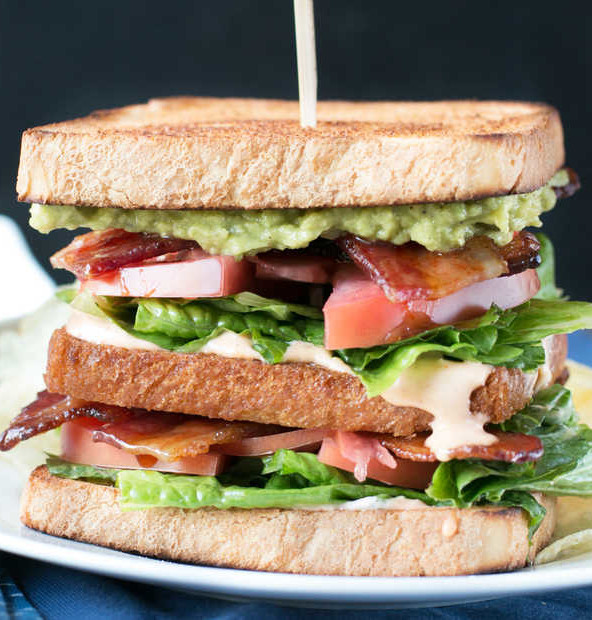 Double Decker BLAT with Spicy Candied Bacon | cakenknife.com #lunch #sandwich #bacon #homemade