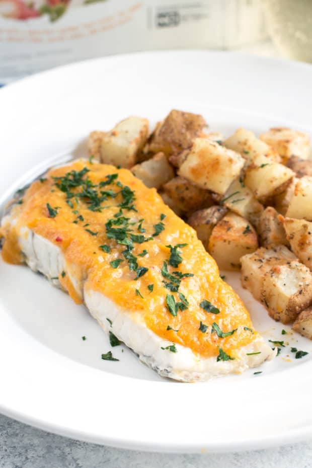 Parmesan Lemon Herb Roasted Potatoes with LoveTheWild's Fantastic Fish Dinner | cakenknife.com #sponsored #healthy #yummy