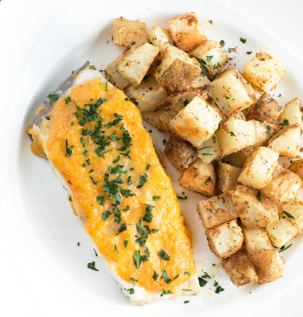 Parmesan Lemon Herb Roasted Potatoes with LoveTheWild's Fantastic Fish Dinner | cakenknife.com #sponsored #healthy #yummy