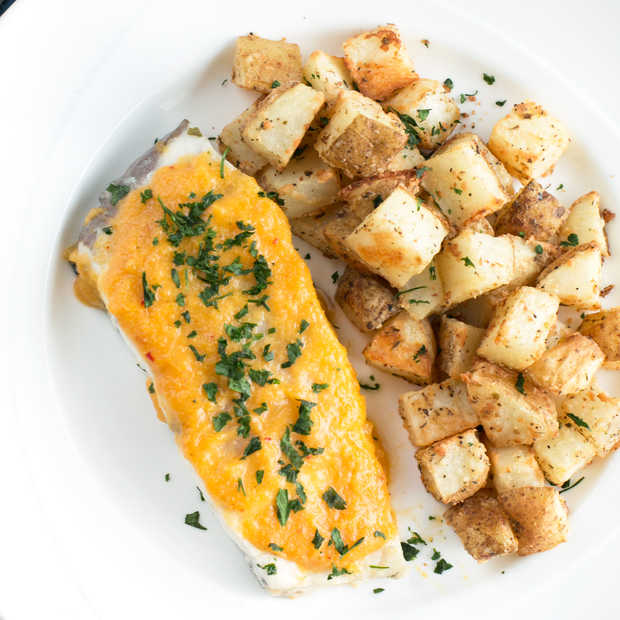 Parmesan Lemon Herb Roasted Potatoes with LoveTheWild's Fantastic Fish Dinner | cakenknife.com #sponsored #healthy #yummy