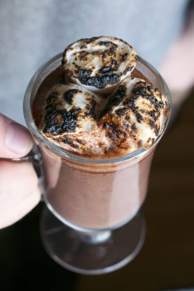 Pumpkin Bourbon Hot Chocolate | cakenknife.com #hotchocolate #pumpkinspice #fall #cocktail