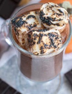 Pumpkin Bourbon Hot Chocolate | cakenknife.com #hotchocolate #pumpkinspice #fall #cocktail