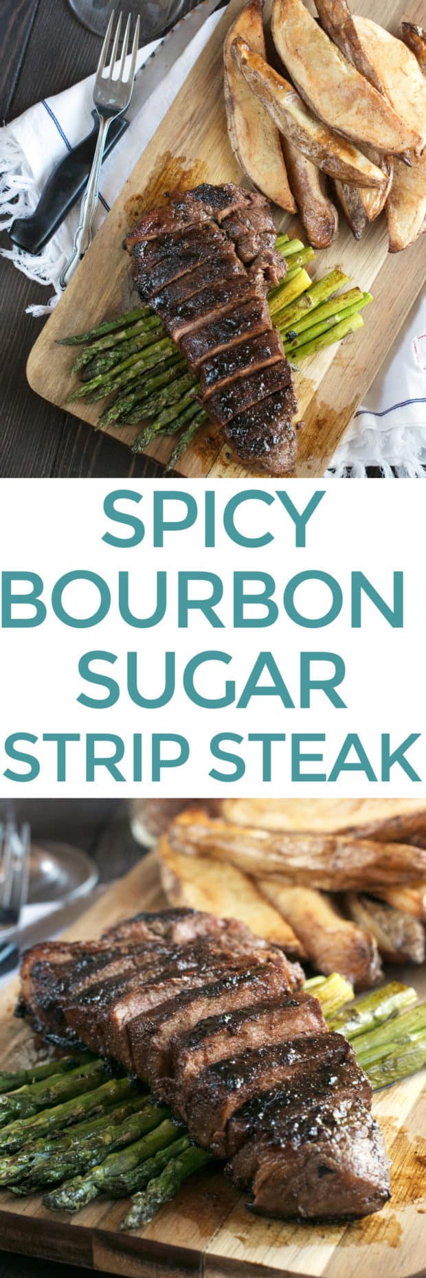 Spicy Bourbon Sugar Rubbed Strip Steak | cakenknife.com #steakdinner #beef #dinner