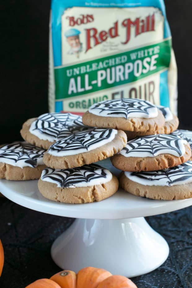 Peanut Butter Spiderweb Cookies | cakenknife.com #spiderweb #halloween #dessert #cookie