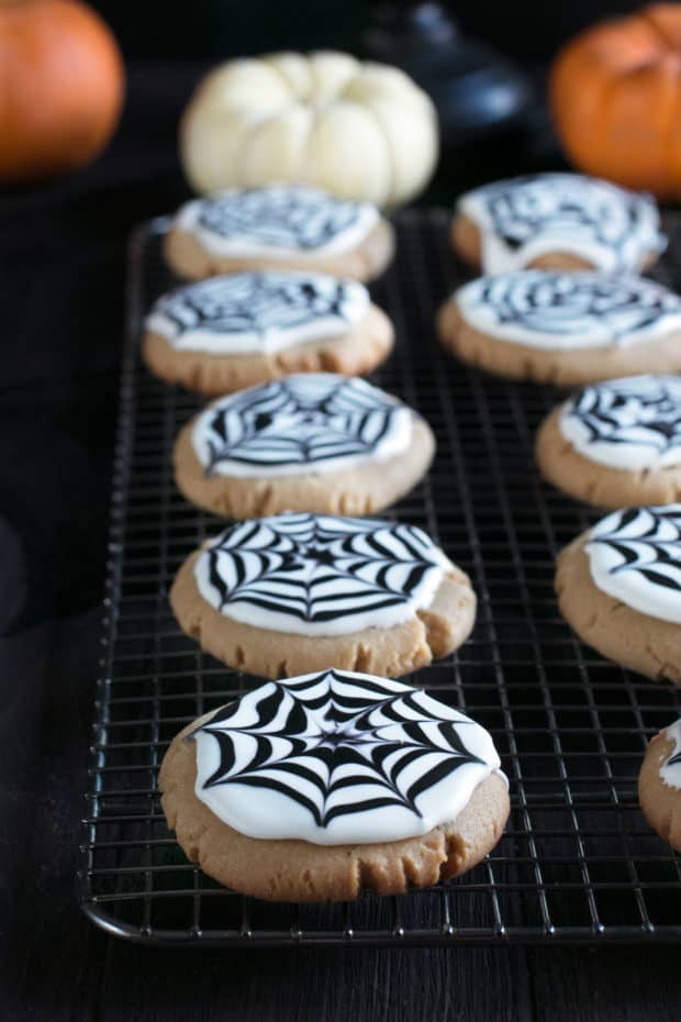 Peanut Butter Spiderweb Cookies | cakenknife.com #spiderweb #halloween #dessert #cookie