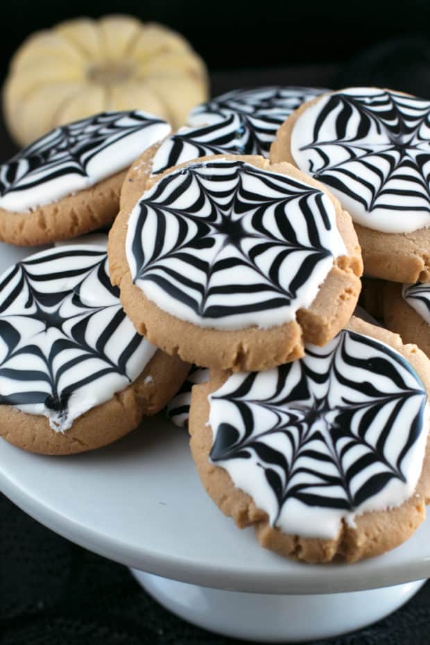 Peanut Butter Spiderweb Cookies | cakenknife.com #spiderweb #halloween #dessert #cookie