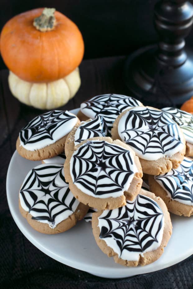 Peanut Butter Spiderweb Cookies | cakenknife.com #spiderweb #halloween #dessert #cookie