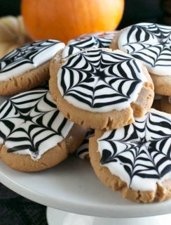 Peanut Butter Spiderweb Cookies | cakenknife.com #spiderweb #halloween #dessert #cookie