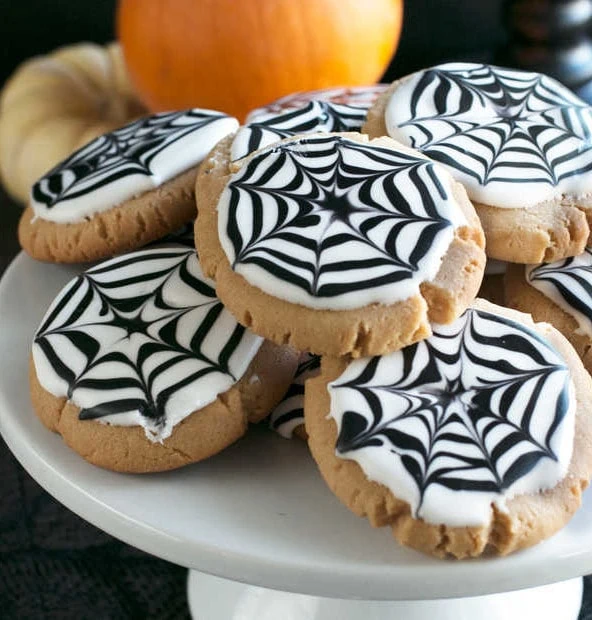 Peanut Butter Spiderweb Cookies | cakenknife.com #spiderweb #halloween #dessert #cookie