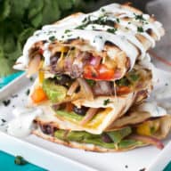 Veggie Avocado Quesadilla with Cilantro Crema | cakenknife.com #vegetarian #healthy #dinner