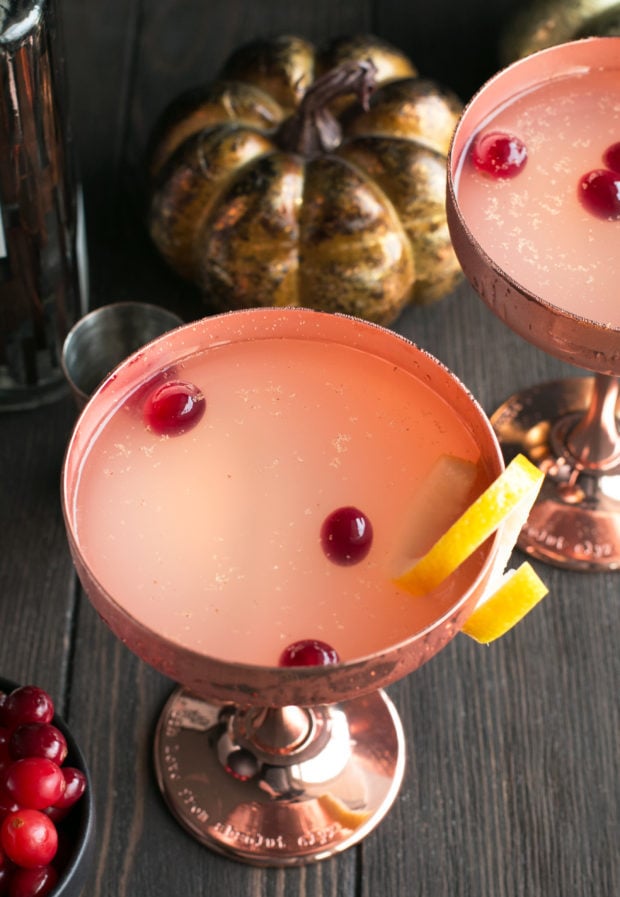 Absolut Elyx Ginger Martini with Drunken Cranberries | cakenknife.com #ad #cocktail #coppermakesitbetter #martini