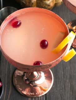 Absolut Elyx Ginger Martini with Drunken Cranberries | cakenknife.com #ad #cocktail #coppermakesitbetter #martini