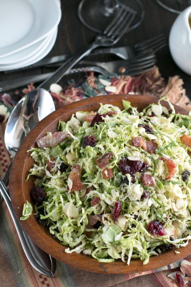 Bacon Cranberry Shaved Brussels Sprouts Salad | cakenknife.com #salad #thanksgiving #sidedish #healthy