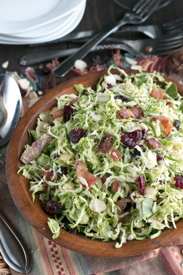 Bacon Cranberry Shaved Brussels Sprouts Salad | cakenknife.com #salad #thanksgiving #sidedish #healthy