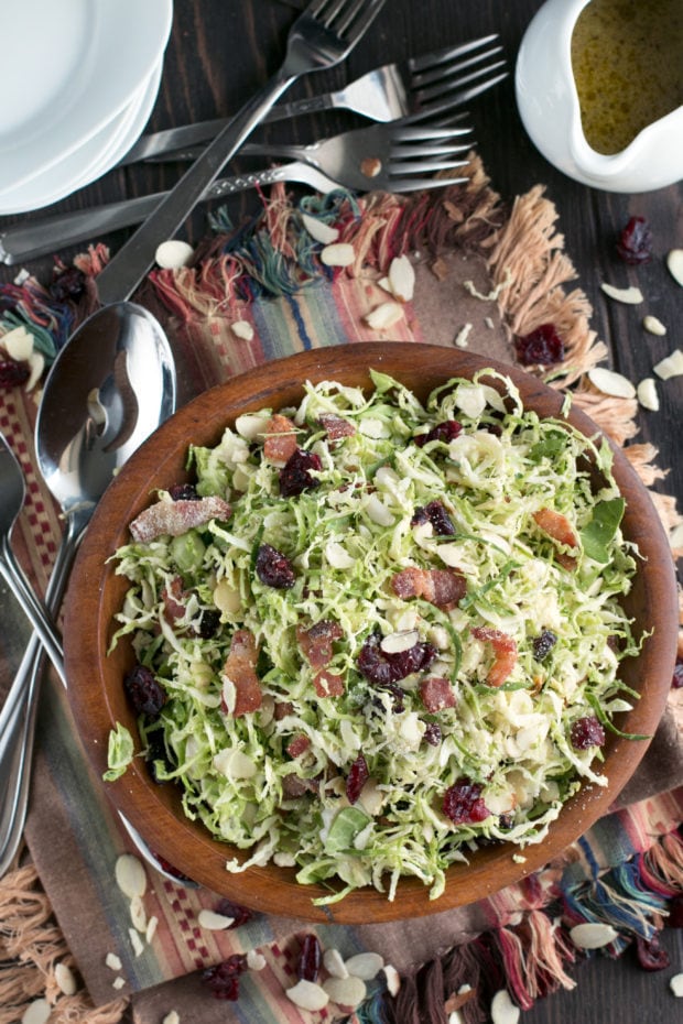 Bacon Cranberry Shaved Brussels Sprouts Salad | cakenknife.com #salad #thanksgiving #sidedish #healthy