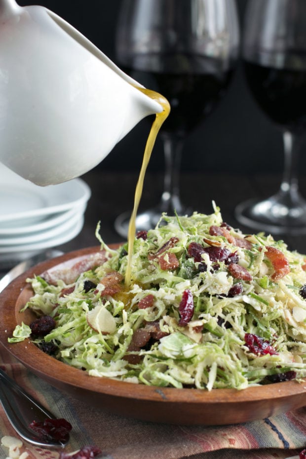 Bacon Cranberry Shaved Brussels Sprouts Salad | cakenknife.com #salad #thanksgiving #sidedish #healthy