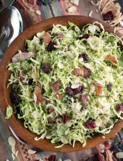 Bacon Cranberry Shaved Brussels Sprouts Salad | cakenknife.com #salad #thanksgiving #sidedish #healthy
