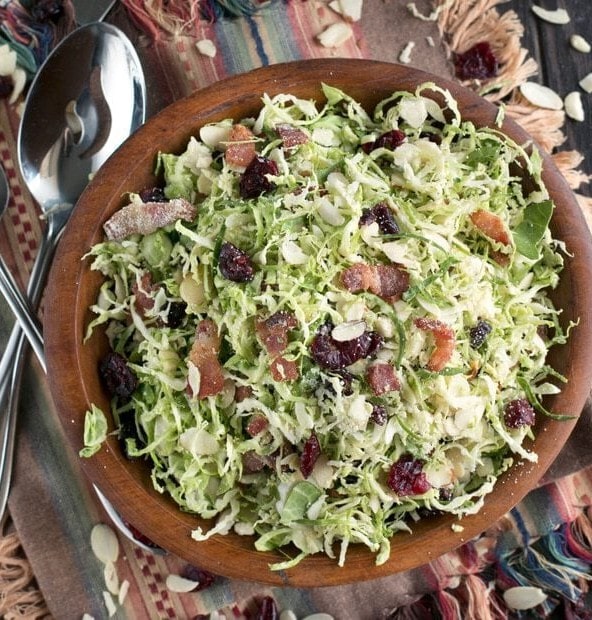 Bacon Cranberry Shaved Brussels Sprouts Salad | cakenknife.com #salad #thanksgiving #sidedish #healthy