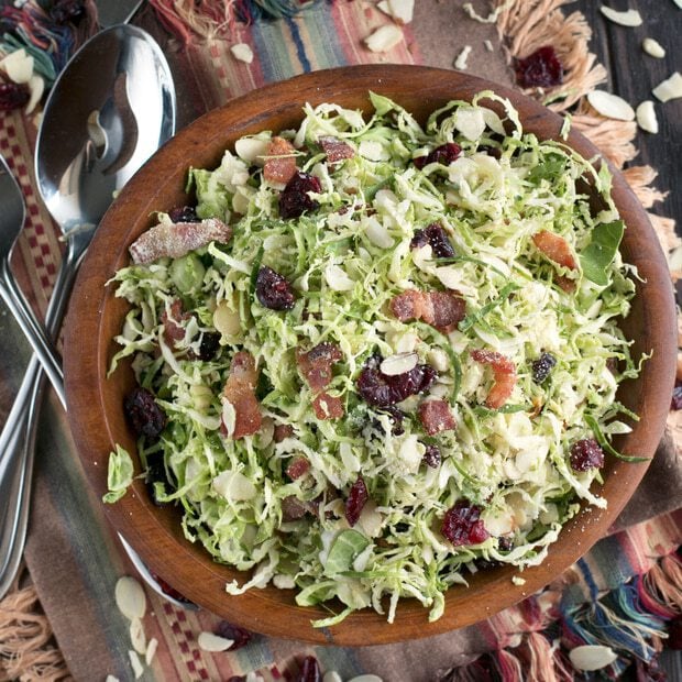 Bacon Cranberry Shaved Brussels Sprouts Salad | cakenknife.com #salad #thanksgiving #sidedish #healthy