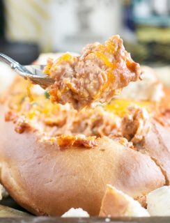 Cheesy Pulled Pork BBQ Bread Dip | cakenknife.com #BBQ #extremetailgating #ad #tailgating #football