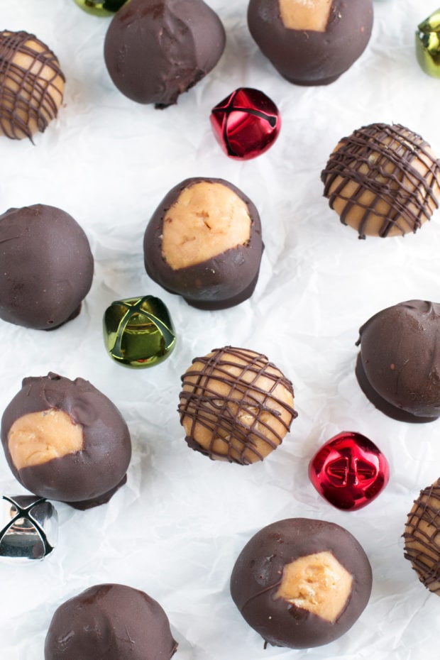 Crispy Bourbon Buckeyes | cakenknife.com #dessert #chocolate #christmas #holiday #cookies #sweetestseason
