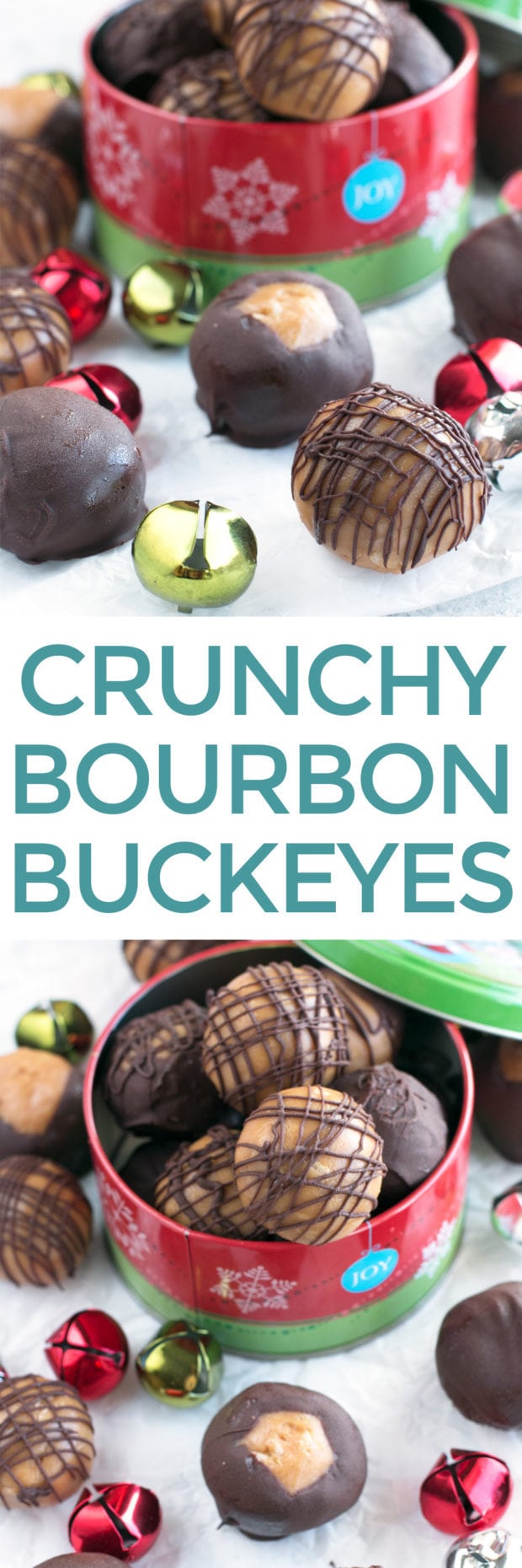 Crispy Bourbon Buckeyes | cakenknife.com #dessert #chocolate #christmas #holiday #cookies #sweetestseason