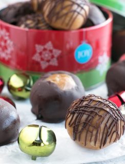 Crispy Bourbon Buckeyes | cakenknife.com #dessert #chocolate #christmas #holiday #cookies #sweetestseason