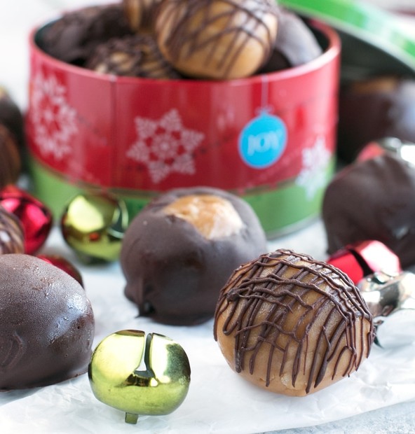 Crispy Bourbon Buckeyes | cakenknife.com #dessert #chocolate #christmas #holiday #cookies #sweetestseason