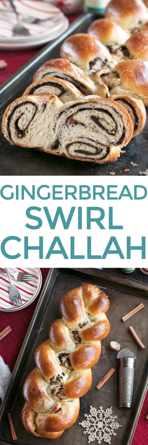 Gingerbread Challah Bread | cakenknife.com #bread #holidays #christmas #challah #homemade #ad