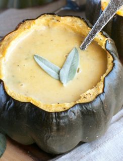 Individual Ginger Acorn Squash Soup Bowls | cakenknife.com #soup #thanksgiving #holiday #recipe