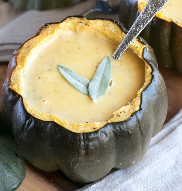 Individual Ginger Acorn Squash Soup Bowls | cakenknife.com #soup #thanksgiving #holiday #recipe