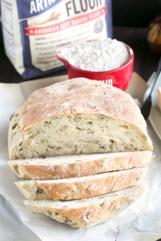 Harvest Pumpkin Seed Bread | cakenknife.com #bread #artisanbread #baking