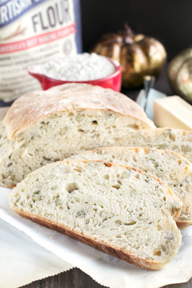 Harvest Pumpkin Seed Bread | cakenknife.com #bread #artisanbread #baking