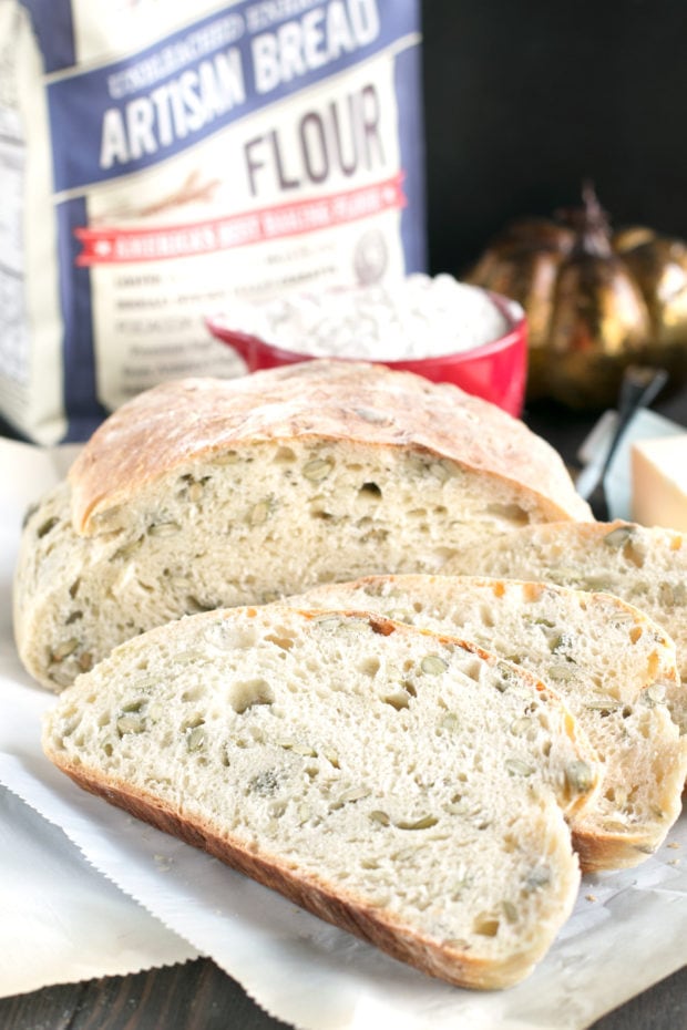 Harvest Pumpkin Seed Bread | cakenknife.com #bread #artisanbread #baking