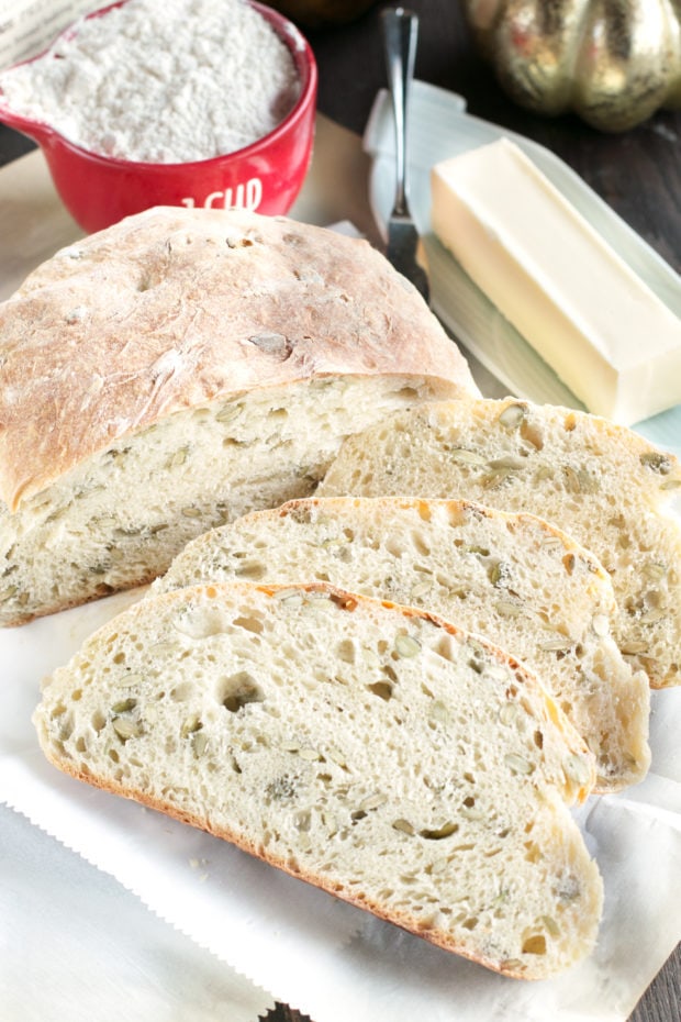 Harvest Pumpkin Seed Bread | cakenknife.com #bread #artisanbread #baking