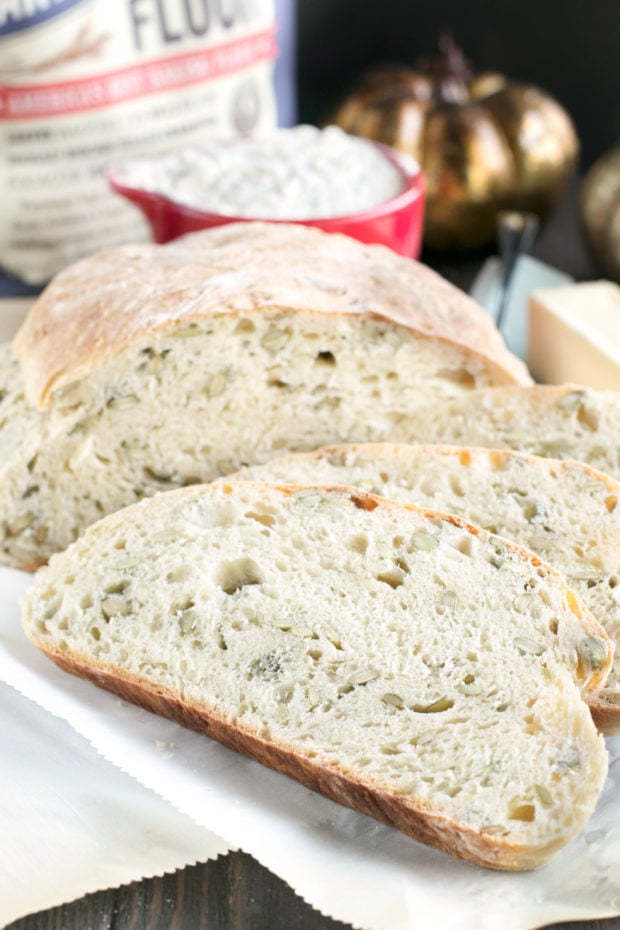 Harvest Pumpkin Seed Bread | cakenknife.com #bread #artisanbread #baking