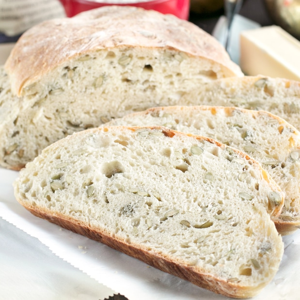 Harvest Pumpkin Seed Bread | cakenknife.com #bread #artisanbread #baking