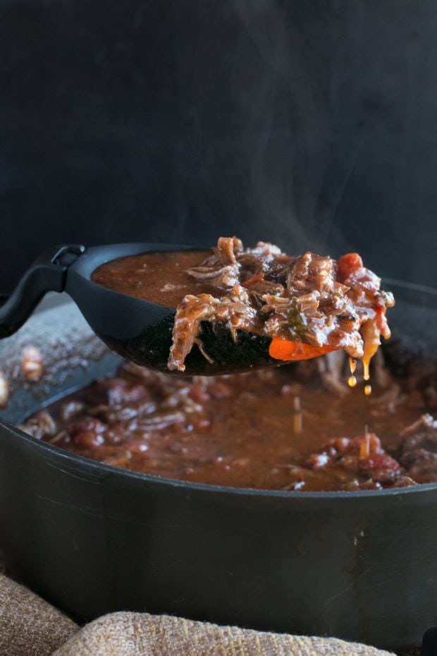 Red Wine Slow Cooker Short Rib Ragu with Fettuccine | cakenknife.com #sponsored #holidaymeal #dinner #pasta #beef