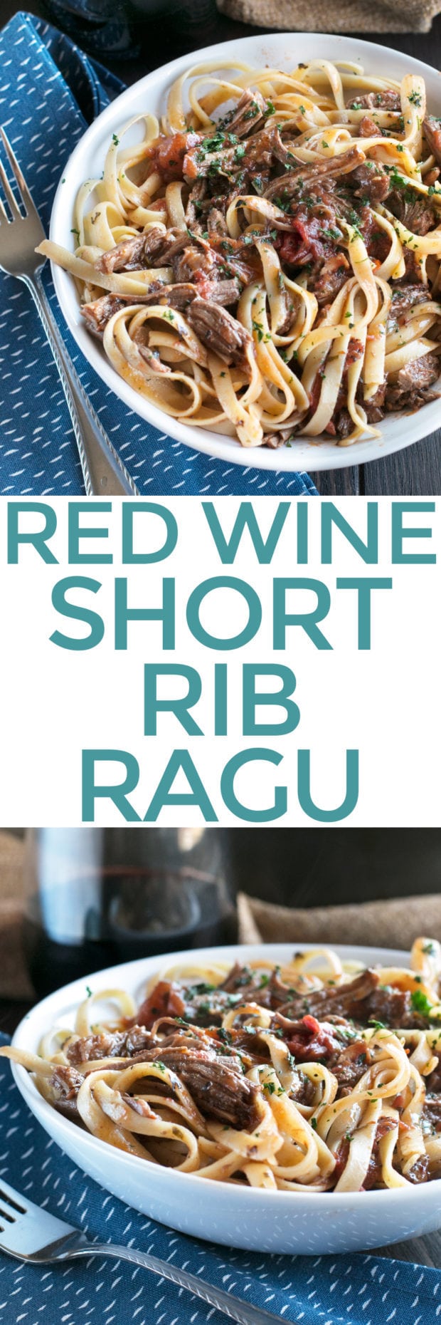 Red Wine Slow Cooker Short Rib Ragu with Fettuccine | cakenknife.com #sponsored #holidaymeal #dinner #pasta #beef