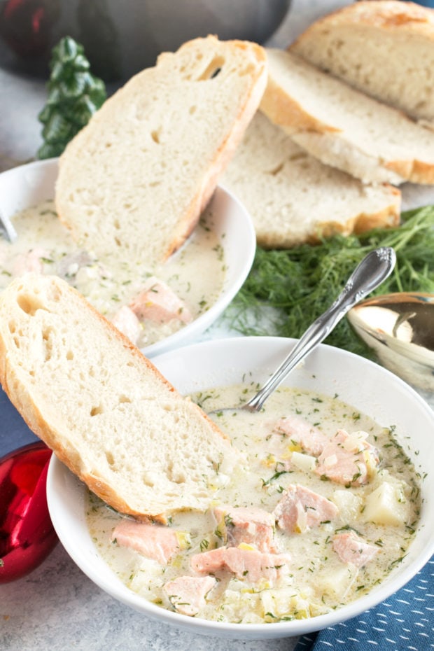 Salmon Chowder | cakenknife.com #ad #christmas #salmon #seafood #chowder #soup