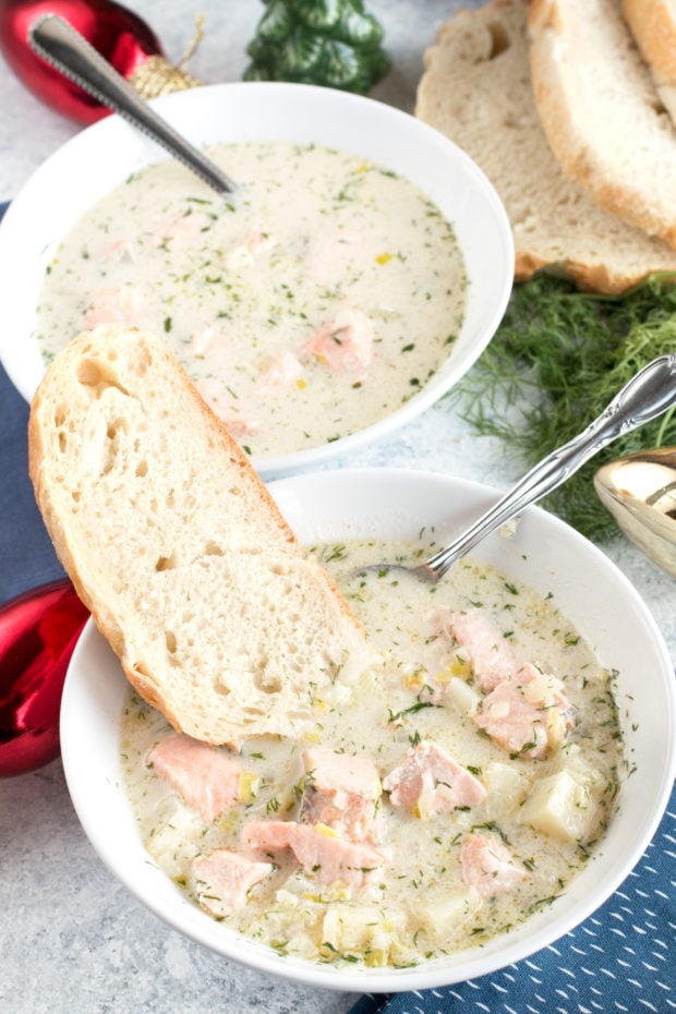 Salmon Chowder | cakenknife.com #ad #christmas #salmon #seafood #chowder #soup