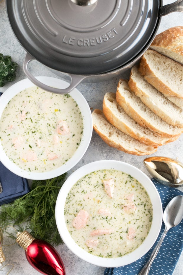 Salmon Chowder | cakenknife.com #ad #christmas #salmon #seafood #chowder #soup