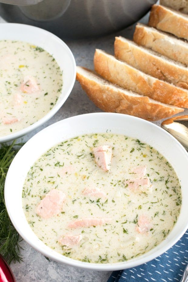 Salmon Chowder | cakenknife.com #ad #christmas #salmon #seafood #chowder #soup