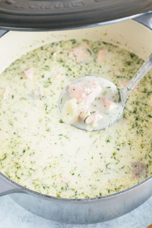 Salmon Chowder | cakenknife.com #ad #christmas #salmon #seafood #chowder #soup