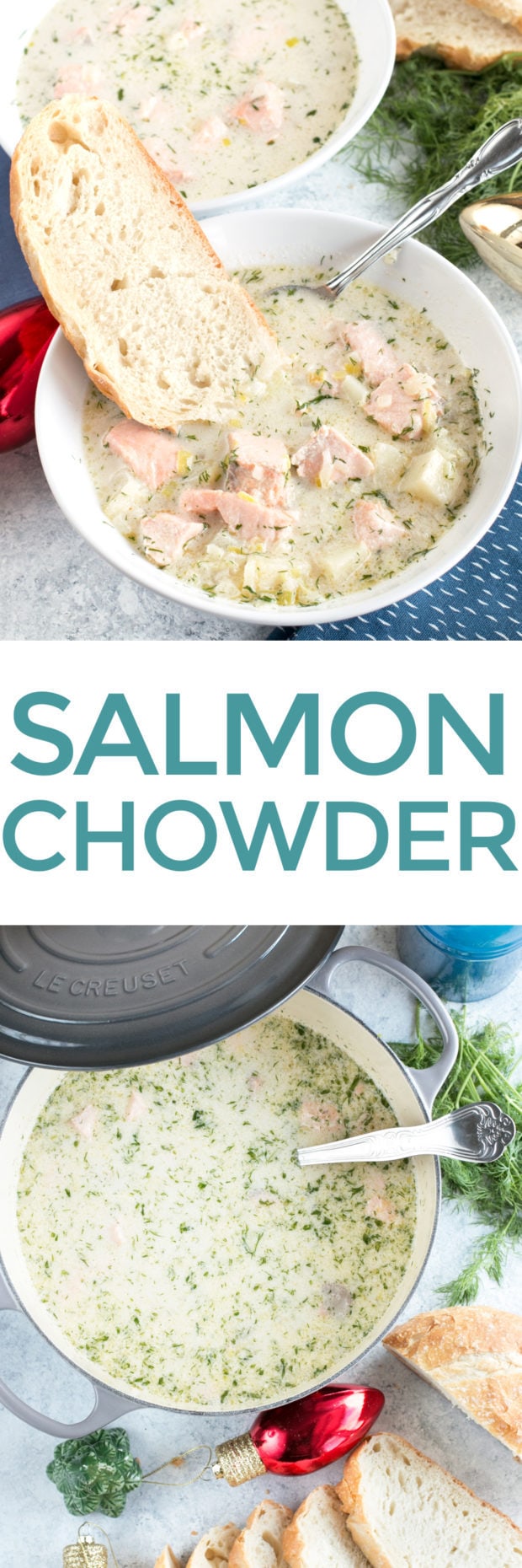 Salmon Chowder | cakenknife.com #ad #christmas #salmon #seafood #chowder #soup